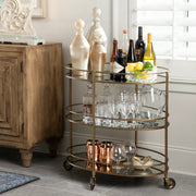 Crestview Collection Waterford Antique Mirror Shelves Bar Cart