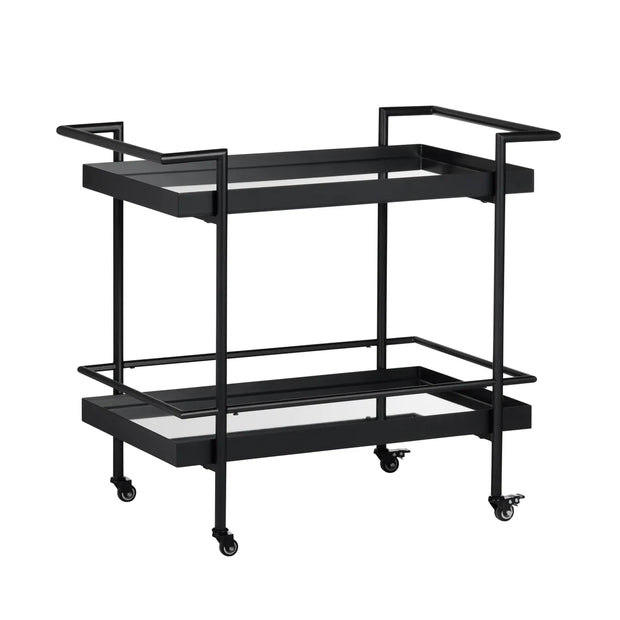Crestview Collection Dining Mirror Shelves Bar Cart