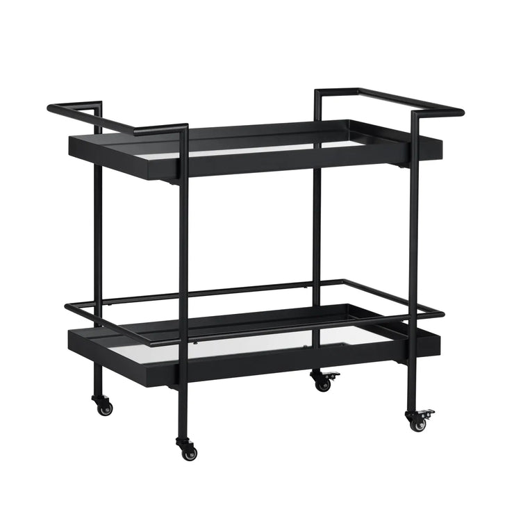 Crestview Collection Dining Mirror Shelves Bar Cart