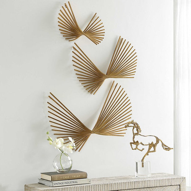 Uttermost Coreograph Set of 3 Antique Gold Leaf Metal Wall Decor