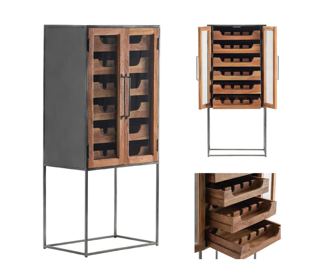 Crestview Collection Hedricks Tall Glass Wine Cabinet