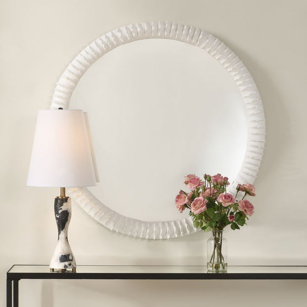 Uttermost Akiko Matte White Round Mirror