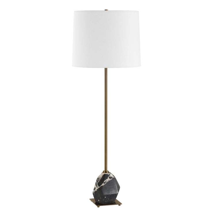 Uttermost Rowland Stone and Marble Buffet Lamp With White Linen Shade