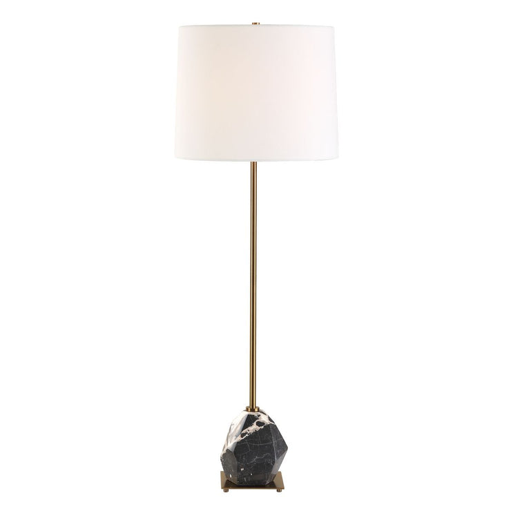Uttermost Rowland Stone and Marble Buffet Lamp With White Linen Shade