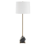 Uttermost Rowland Stone and Marble Buffet Lamp With White Linen Shade