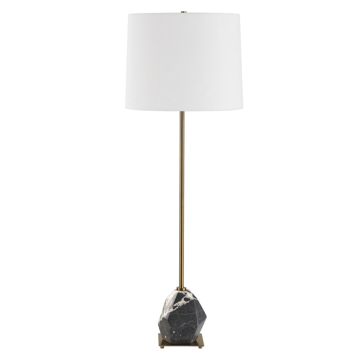 Uttermost Rowland Stone and Marble Buffet Lamp With White Linen Shade