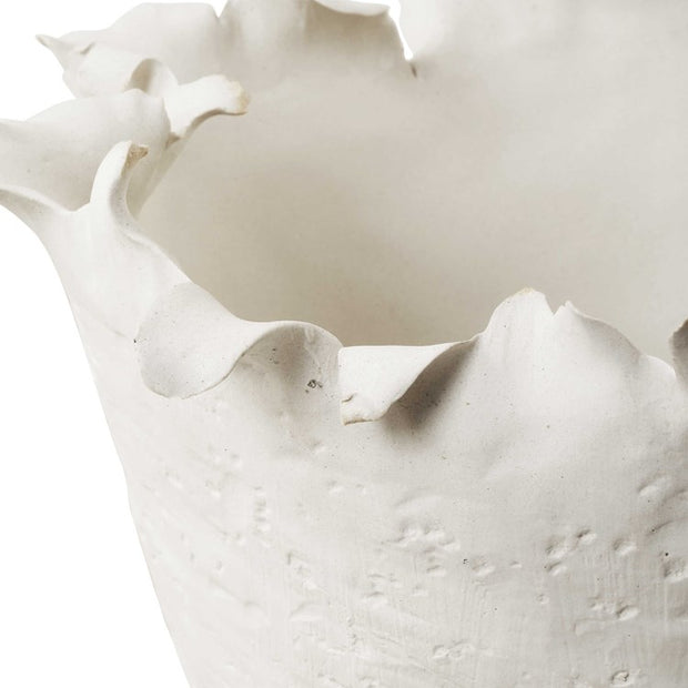 Uttermost Blossom Matte White Ceramic Organically Shaped Tall Bowl