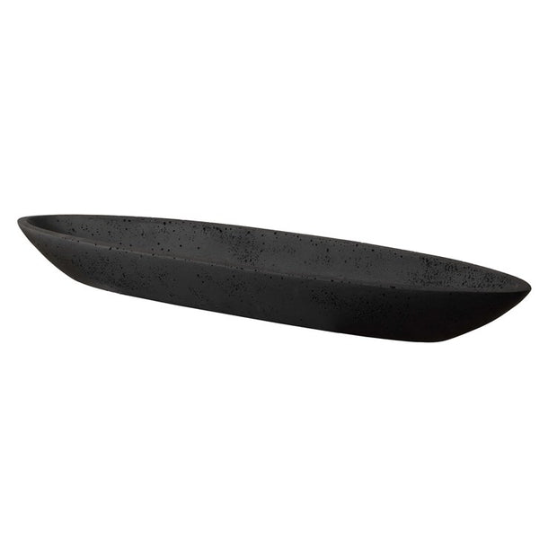 Uttermost Vessel Cast Black Stone Canoe Shaped Bowl