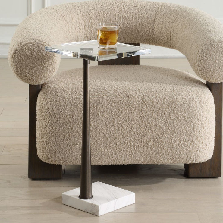 Uttermost Pelton White Marble Drink Table