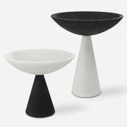 Uttermost Antithesis Black and White Stone Set of 2 Modern Pedestal Bowls
