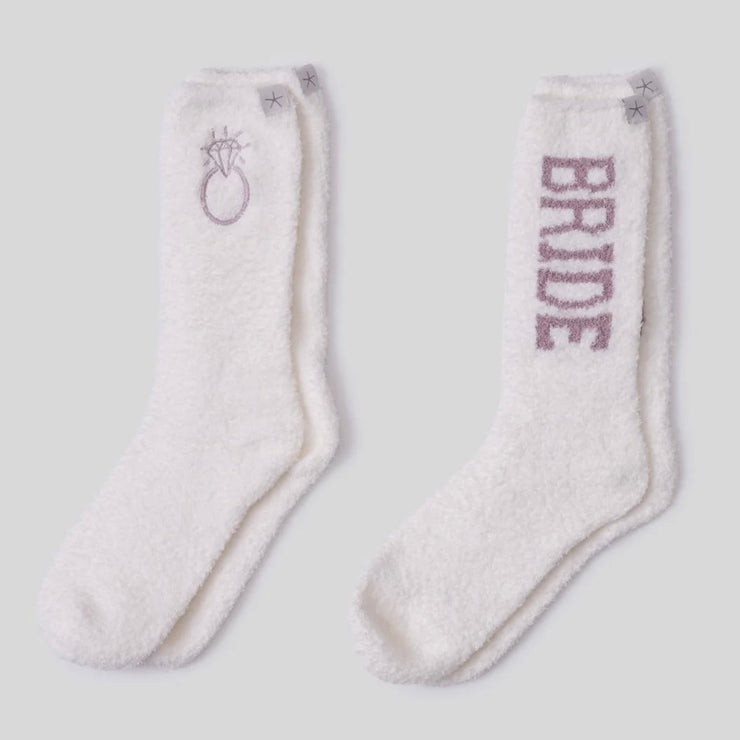 Barefoot Dreams CozyChic Bridal 2 Pair Sock Set ~ Pearl and Teaberry