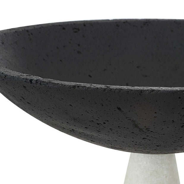 Uttermost Antithesis Black and White Stone Set of 2 Modern Pedestal Bowls