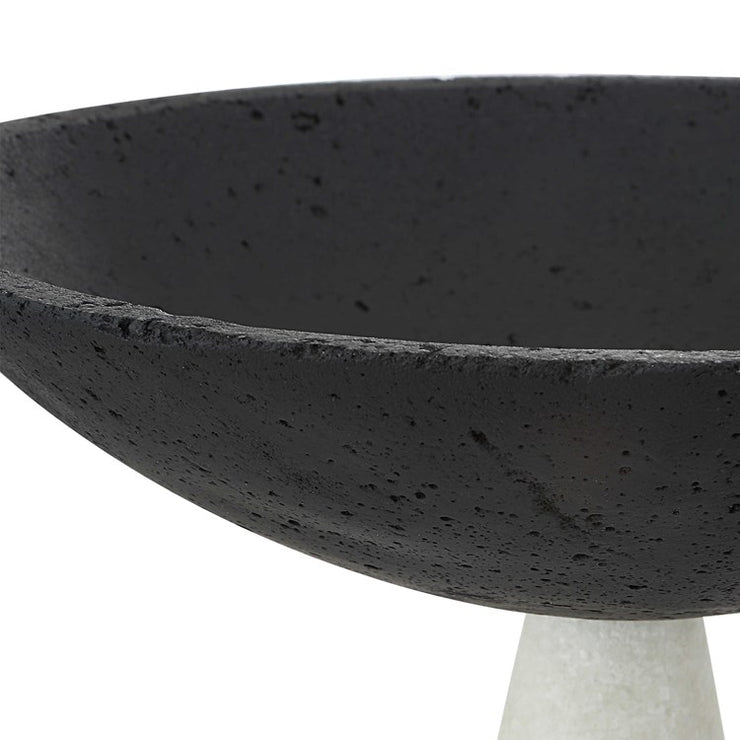 Uttermost Antithesis Black and White Stone Set of 2 Modern Pedestal Bowls