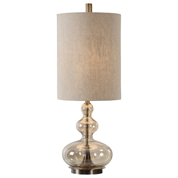 Uttermost Formoso Light Amber Glass With Antiqued Brass Buffet Lamp