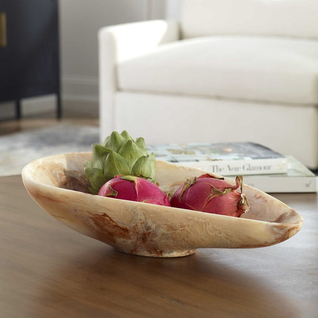Uttermost Marchena Caramel Swirl Marbleized Finish Organic Shaped Bowl