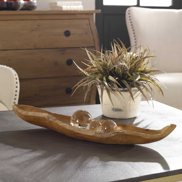 Uttermost Teak Leaf Natural Handcrafted Wood Bowl