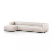 Four Hands Augustine Channeled 2 Piece Left Chaise Sectional 126” ~ Dover Crescent Upholstered Performance Fabric