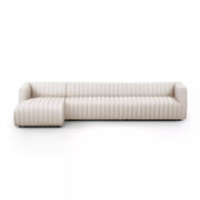 Four Hands Augustine Channeled 2 Piece Left Chaise Sectional 126” ~ Dover Crescent Upholstered Performance Fabric