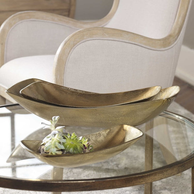 Uttermost Anas Textured Antique Brass  Set of 3 Bowls