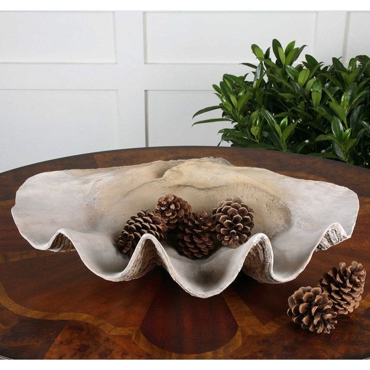 Uttermost Clamshell Antique White Decorative Bowl