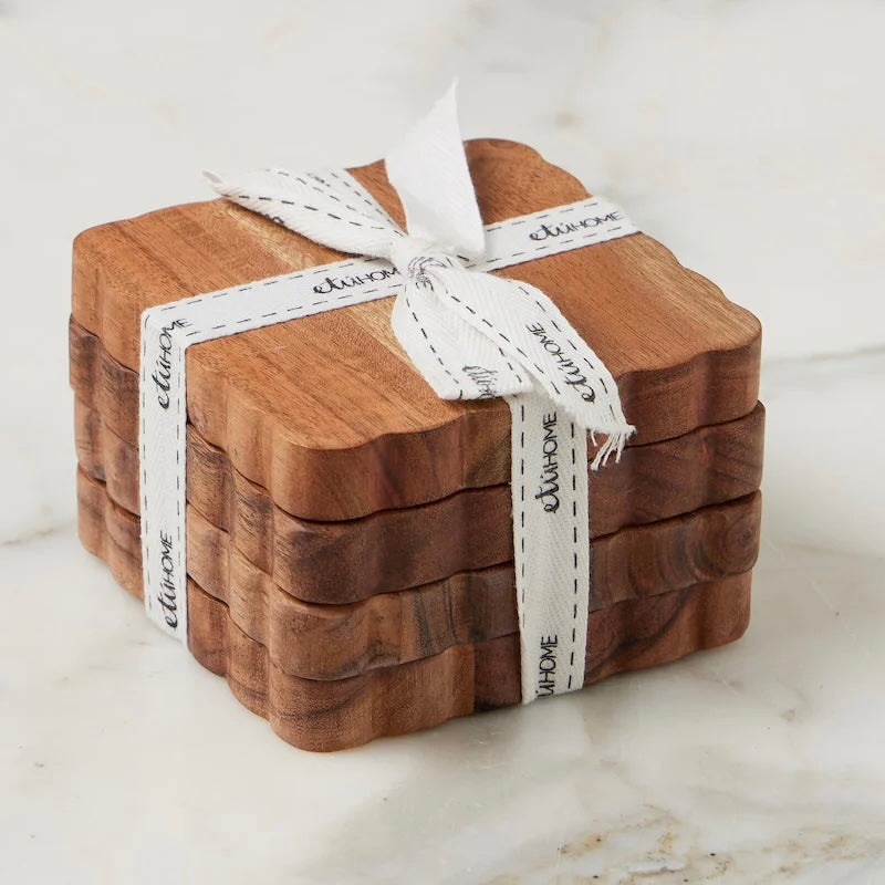 etuHOME Natural Scalloped Coasters - Thumbnail 5