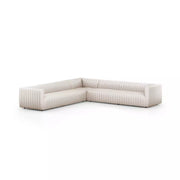 Four Hands Augustine Channeled 3 Piece Chaise Sectional 126” ~ Dover Crescent Upholstered Performance Fabric