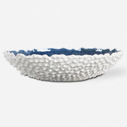 Uttermost Ciji White and Blue Textured Ceramic Bowl