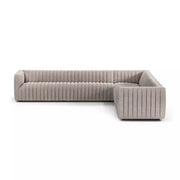 Four Hands Augustine Channeled 3 Piece Chaise Sectional 126” ~ Orly Natural Upholstered Fabric