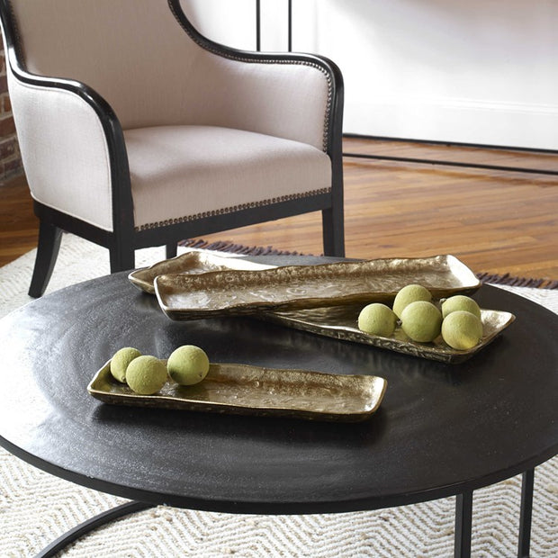 Uttermost Artisan Textured Antiqued Gold Set of 3 Trays