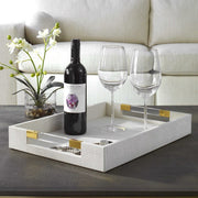 Uttermost Wessex White Faux Shagreen Tray with Acrylic and Brass Handles