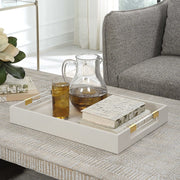 Uttermost Wessex White Faux Shagreen Tray with Acrylic and Brass Handles