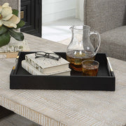 Uttermost Wessex Black Faux Shagreen Tray with Acrylic and Brass Handles