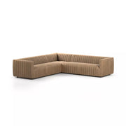 Four Hands Augustine Channeled 3 Piece Chaise Sectional 105” ~ Palermo Drift Top Grain Leather