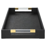 Uttermost Wessex Black Faux Shagreen Tray with Acrylic and Brass Handles