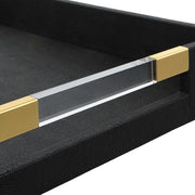 Uttermost Wessex Black Faux Shagreen Tray with Acrylic and Brass Handles