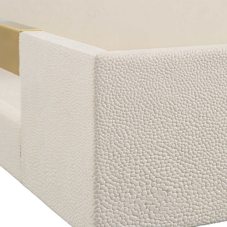Uttermost Wessex White Faux Shagreen Tray with Acrylic and Brass Handles