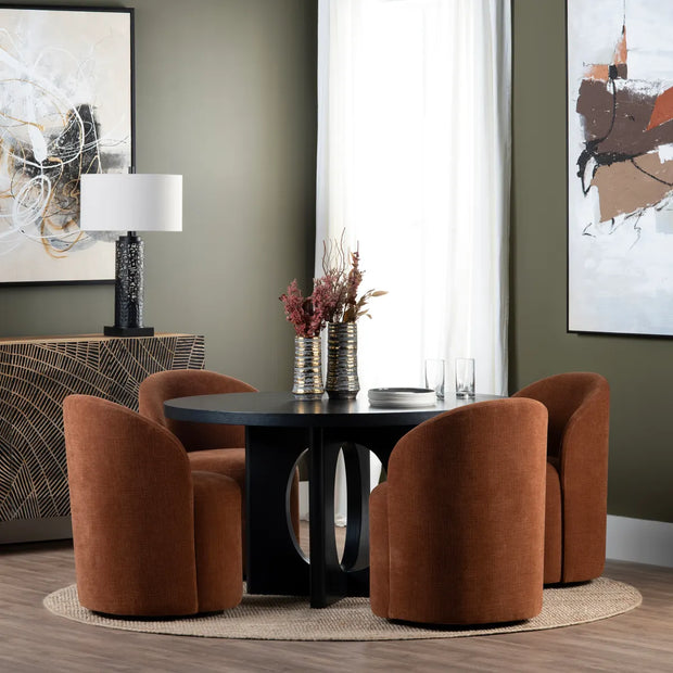 Crestview Collection Wyndham Round Black Wood Dining Table