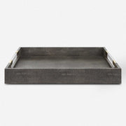 Uttermost Wessex Gray Faux Shagreen Tray with Acrylic and Brass Handles