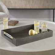 Uttermost Wessex Gray Faux Shagreen Tray with Acrylic and Brass Handles