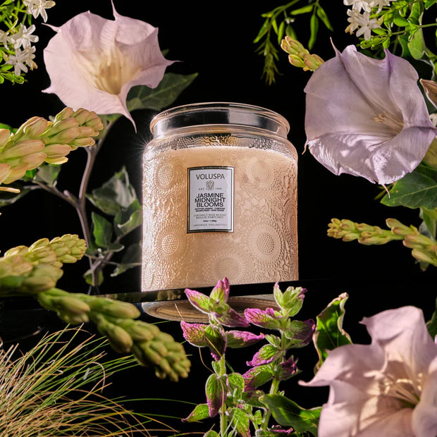Voluspa Jasmine Midnight Blooms Luxe Jar Candle ~ 44oz