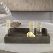 Uttermost Wessex Gray Faux Shagreen Tray with Acrylic and Brass Handles