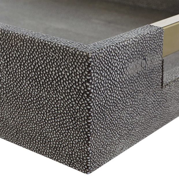 Uttermost Wessex Gray Faux Shagreen Tray with Acrylic and Brass Handles