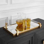 Uttermost Deki Antiqued Gold Leaf Hand Forged Iron and Mirrored Tray with Acrylic Handles