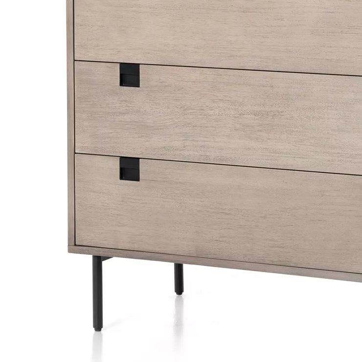 Four Hands Carly 5 Drawer Dresser ~ Grey Wash with Iron Base