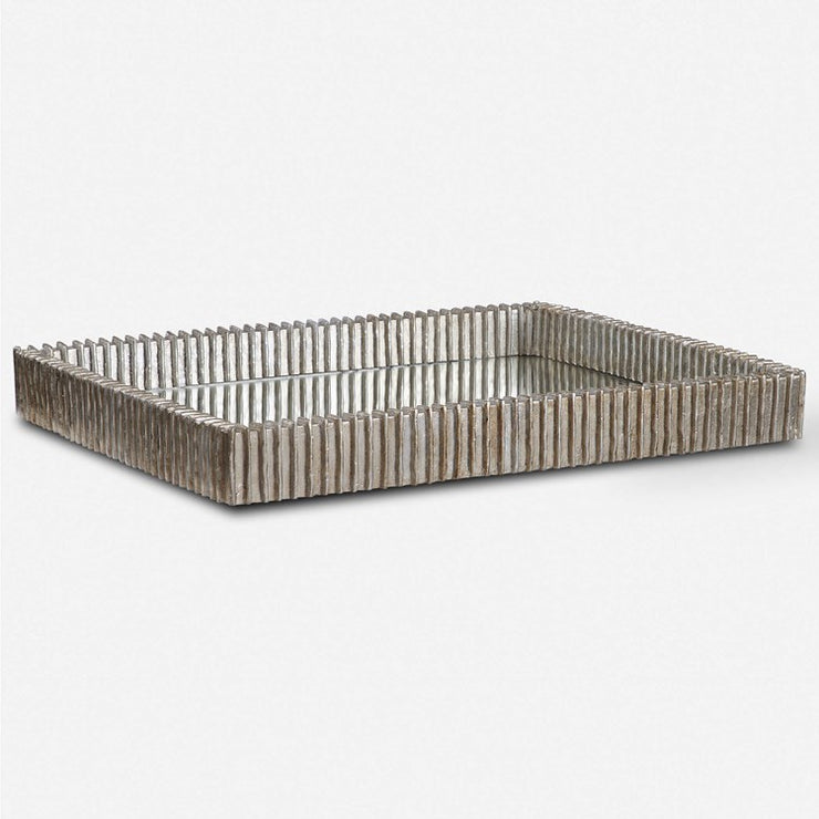 Uttermost Talmage Silver Leaf Mirrored Contemporary Tray