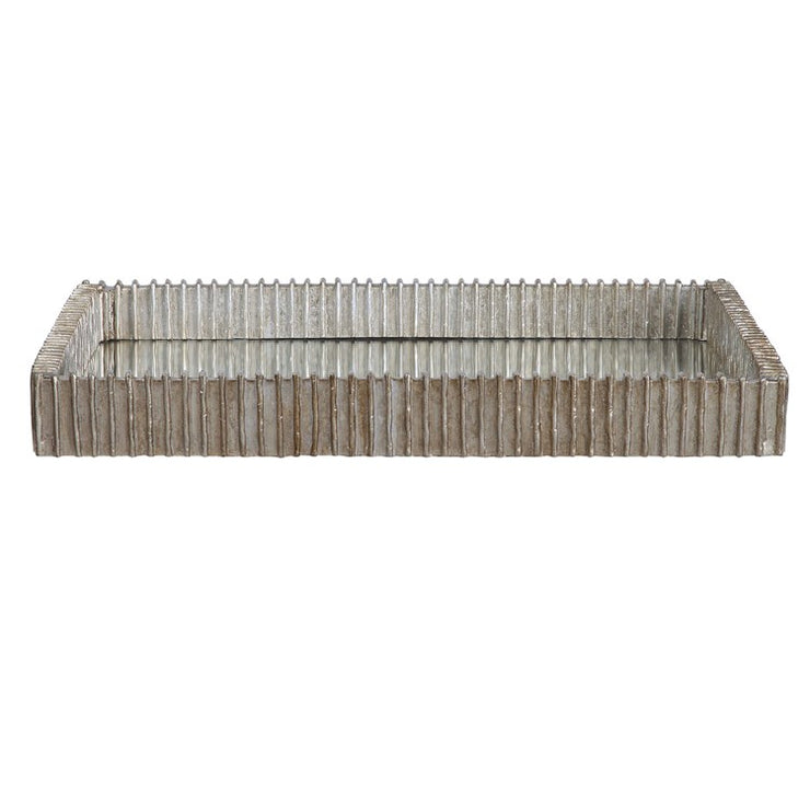 Uttermost Talmage Silver Leaf Mirrored Contemporary Tray