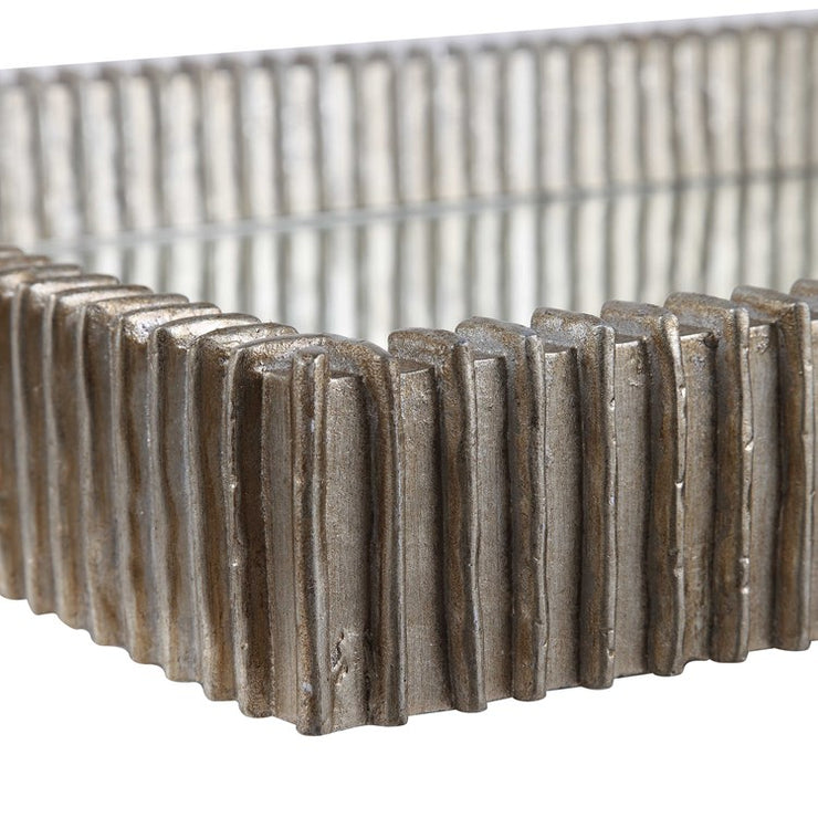 Uttermost Talmage Silver Leaf Mirrored Contemporary Tray