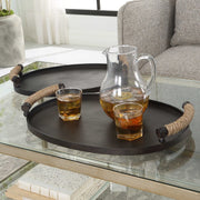 Uttermost Viggo Dark Bronze Iron Set of 2 Trays with Natural Rope Wrapped Handles