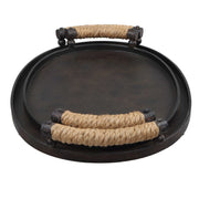 Uttermost Viggo Dark Bronze Iron Set of 2 Trays with Natural Rope Wrapped Handles
