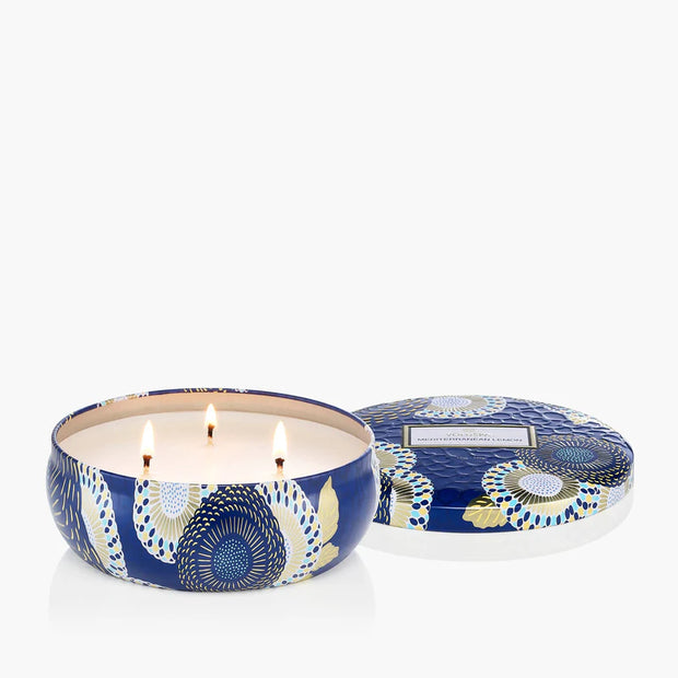 Voluspa Mediterranean Lemon 3 Wick Tin Candle ~12oz